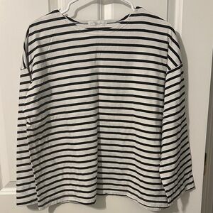 Chocolate Navy and White Striped Top